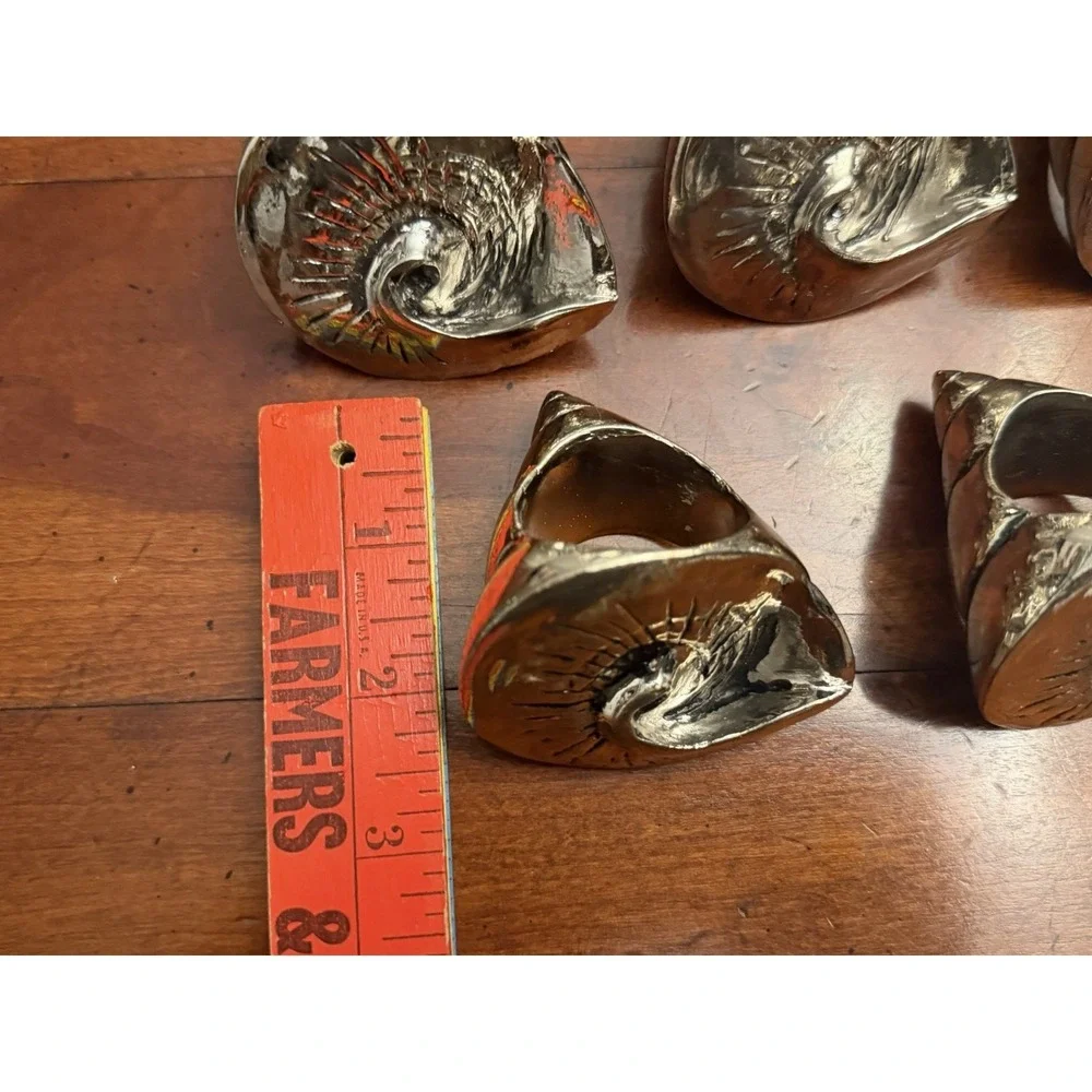 Set of 8 Vintage Silver Plated Seashell Napkin Rings Coastal Nautical Beach 8pc